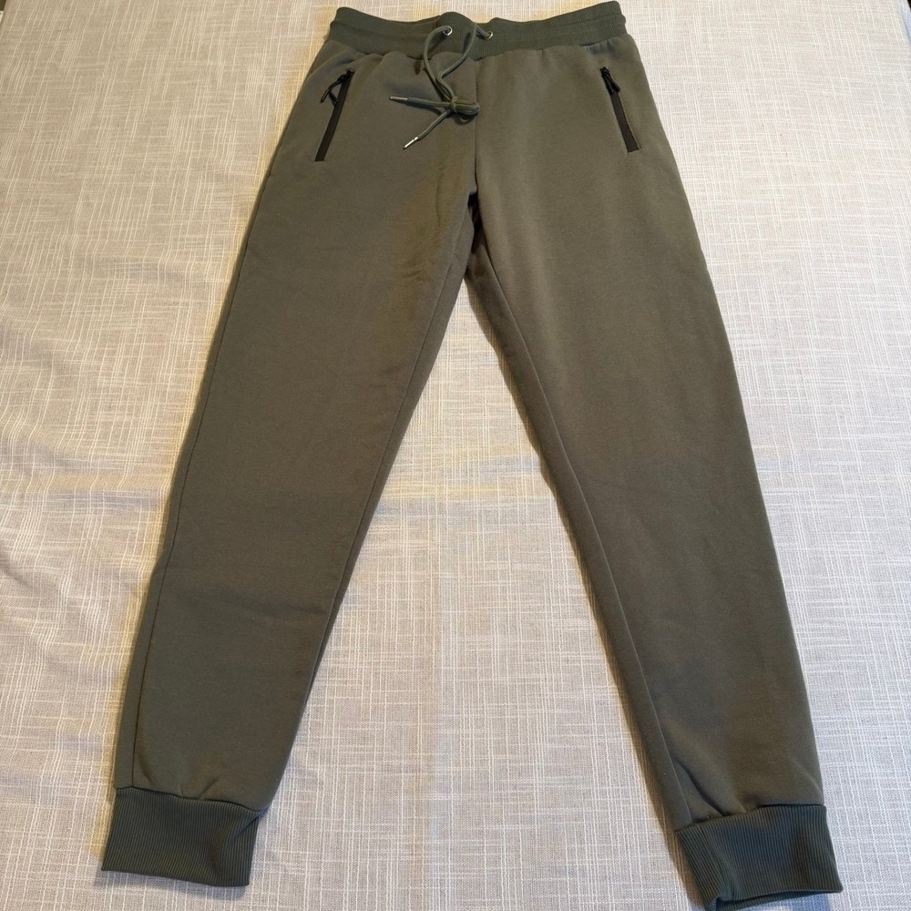 Pro Star Mens Olive Green Jogger Sweatpants Zip Pockets Medium RN155473